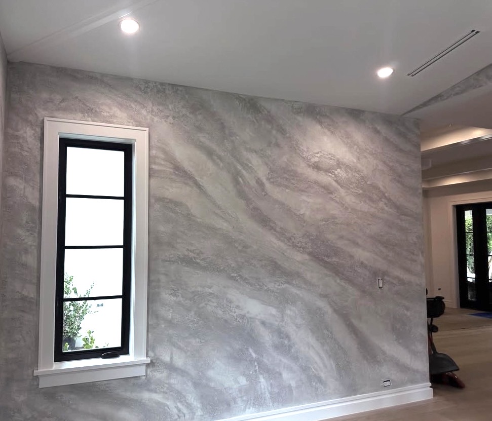 Split stone plaster room completed in Jupiter, Florida