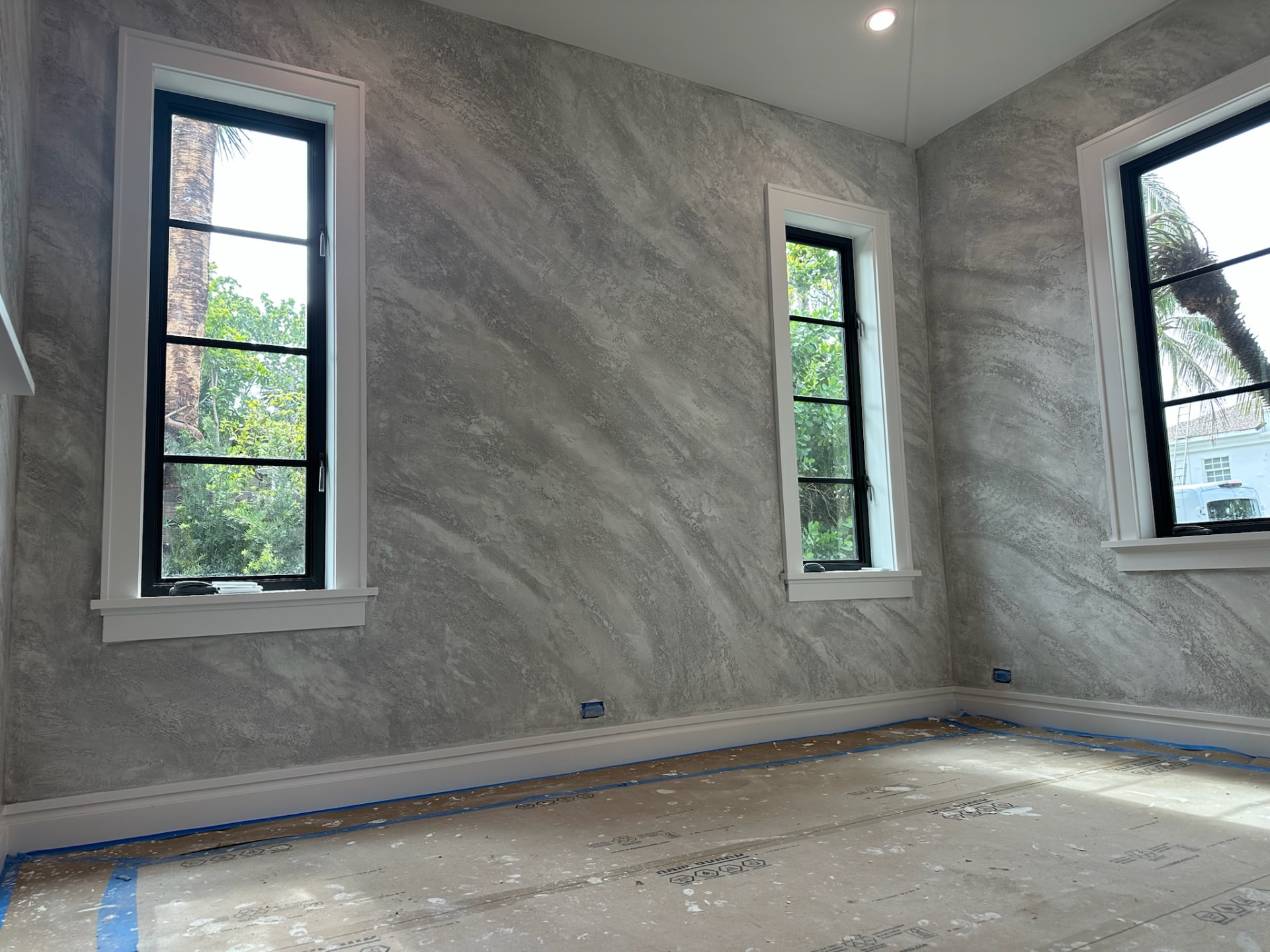 Completed split stone faux granite Venetian plaster den, West Palm Beach FL
